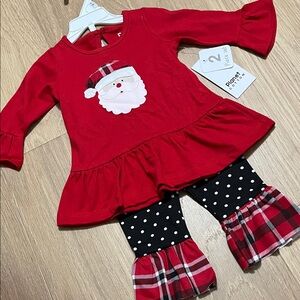 Red Santa Dress with Polka Dot Leggings Size 6 Months NWT